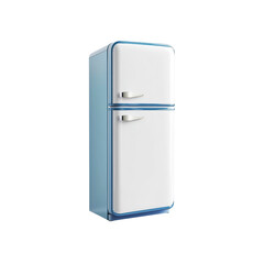 Retro Blue and White Refrigerator - Vintage Kitchen Appliance