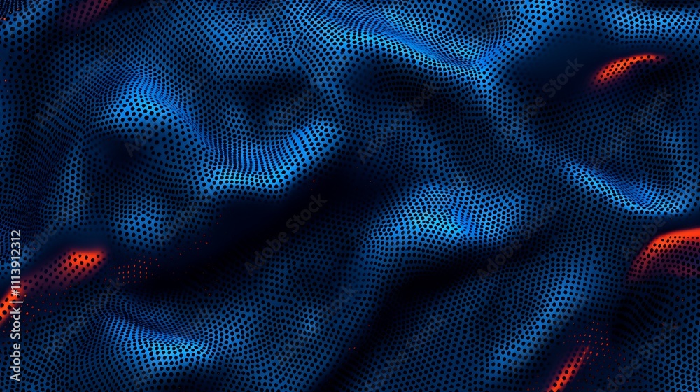 Poster abstract texture with wavy patterns and dynamic gradient of blue and orange colors in a modern style