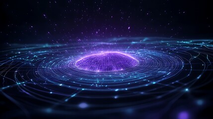 Abstract Visualization of Energy Waves and Cosmic Patterns in Vibrant Purple and Blue Tones for Digital Art
