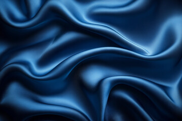 Fototapeta premium Rich blue silk fabric draped gracefully conveying elegance and luxury in soft textures. Generative AI