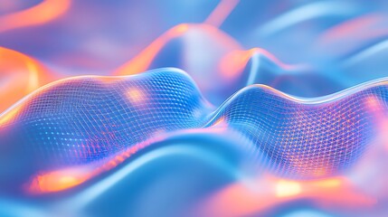 Colorful Abstract Wave Patterns with Light Reflections and Smooth Textures in Vibrant Blue and Orange Shades