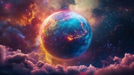 Naklejka premium Colorful fantasy landscape in artistic abstract multi color composition image