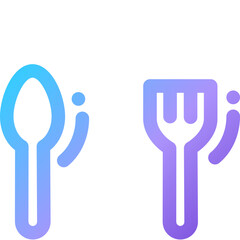 Stylish kitchen utensil icons featuring a spoon and fork in modern gradient design