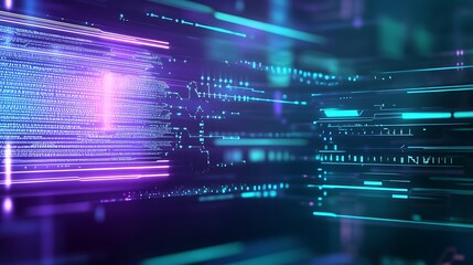 Obraz premium Digital Data Flow with Colorful Binary Code and Abstract Light Effects in a Futuristic Environment