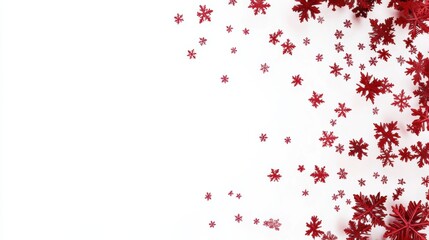 Red snowflake border on white background for holiday designs