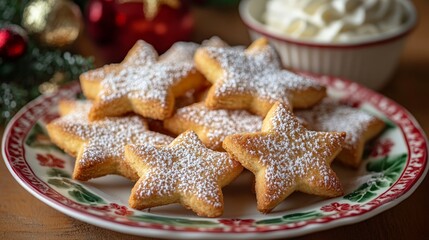 Christmas festive mince pies on decorative holiday plate