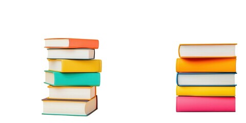 Fototapeta premium Watercolor Decor Arts: A vibrant collection of stacked books in various colors, symbolizing knowledge, learning, and creativity for avid readers.