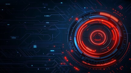 Fototapeta premium Futuristic Abstract Digital Background with Red Circular Elements and Technology Circuit Patterns