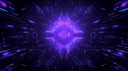 Futuristic Abstract Digital Background with Vibrant Purple Lights and Energetic Motion Effects