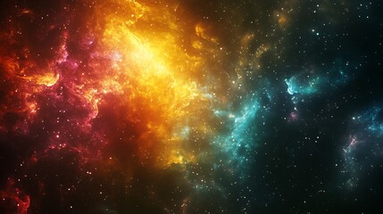 Naklejka premium Cosmic abstract galaxy glowing vividly in colorful stratospheric hues image