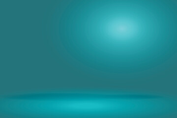 Abstract teal gradiend empty studio room background. Color of the year 2026