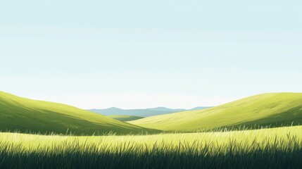 Obraz premium Serene Rolling Hills and Lush Green Grassland