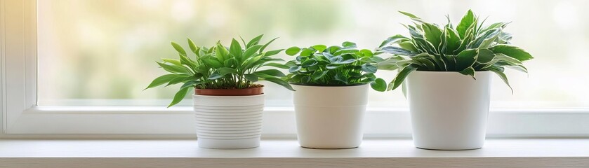 Fototapeta premium Houseplants positioned in indirect sunlight, reducing water loss through evaporation