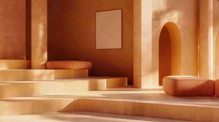 Minimalist Architectural Interior Design with Orange Hues