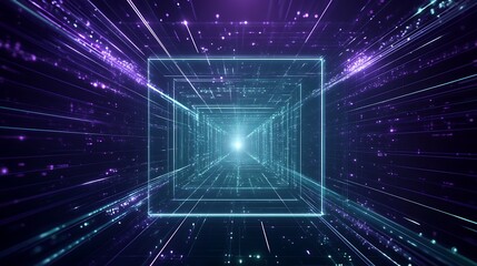 Obraz premium Futuristic Abstract Light Tunnel with Vibrant Colors and Glowing Lines in a Deep Space Environment