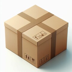 closed cardboard box on white background