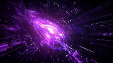 Fototapeta premium Futuristic Abstract Purple Light Burst with Dynamic Motion in Dark Environment for Digital Art Concepts