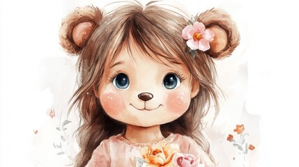 Fototapeta premium Cute Child in Bear Costume Illustration