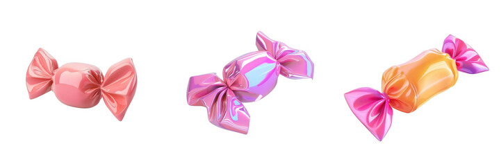3d render candy wrapper isolated on transparent background Cartoon Illustration in plastic style