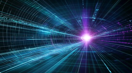 Futuristic Data Visualization with Bright Light and Dynamic Lines Illustrating Speed and Technology Flow