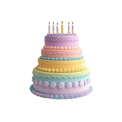 Multi-Layered Pastel Birthday Cake with Candles