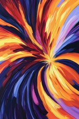 Obraz premium Vibrant Abstract Swirl: Colorful Explosion of Orange, Purple, and Blue - Dynamic Artistic Background for Modern Design and Creative Projects