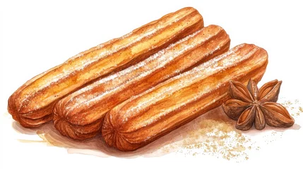 Churros with Star Anise and Cinnamon Powder Illustration © Sandu