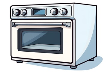 Fototapeta premium Baking oven minimalist simple stuff item illustration clipart icon vector jpg png white background that have some abstact clear vibes. 