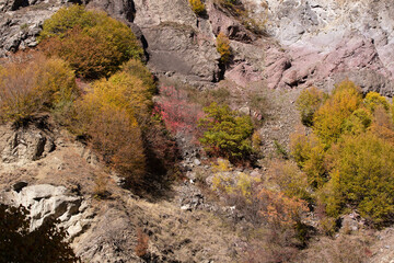 Beautiful, interestingly shaped mountains near the village of Lahij.