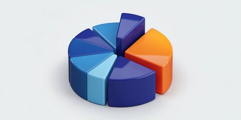 Colorful 3D pie chart illustrating data distribution on a light background.