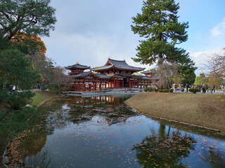 冬の京都の観光名所宇治平等院の風景