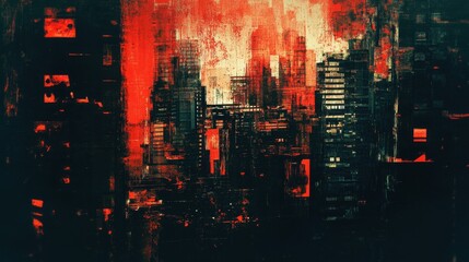 Fiery Metropolis: A Surreal Cityscape in Vivid Hues