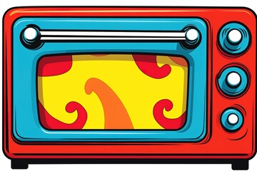 Obraz premium Oven minimalist simple stuff item illustration clipart icon vector jpg png white background that have some abstact clear vibes. 