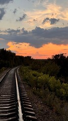 Obraz premium railway in the sunset