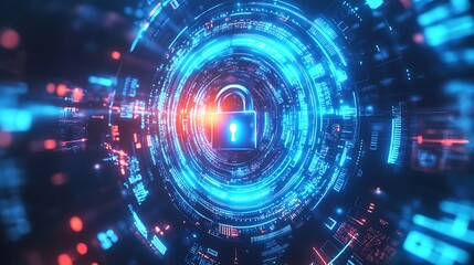 Obraz premium Cybersecurity Digital Lock Abstract Futuristic Technology Network Protection Data Security System Concept