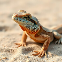 Obraz premium Close up of a bearded dragon in the Desert