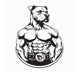 Muscular Pitbull image vector. ,Pitbull Bodybuilder Stock Illustrations vector isolated on white background.