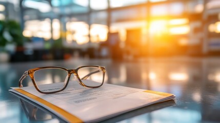 Business Documents and Glasses on Office Table