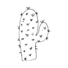 Stylish Cactus Illustration with Needles – Hand-Drawn Vector Design