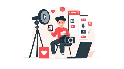 Young Content Creator Working On Video Production