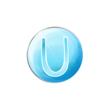 recommend clip art: Blue bubble Latin letter U. Classic clipart on white background
