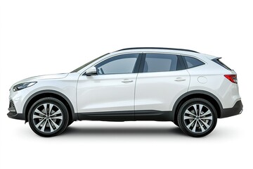 Obraz premium Side view of white modern SUV on white background, clean design