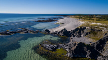 Baltic Sea aerial view showcasing vast expanse of water and distant coastline, symbolizing natural beauty and serene landscapes.