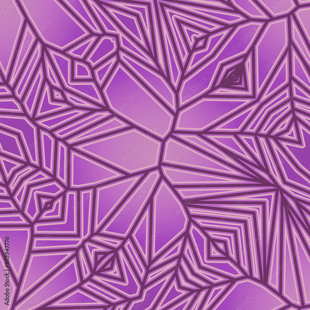 Poster Abstract background of purple mosaic tile with unique and visually appealing pattern. 3d rendering illustration