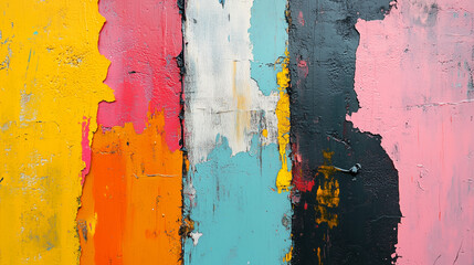 Abstract background. Multicolored paint on the wall. Old paint with cracks and streaks
