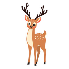 christmas cartoon deer isolated on transparent background
