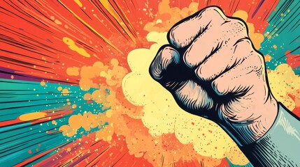 Comic Style Explosion with Fist