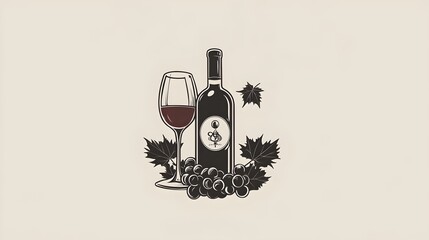 red wine glass with grapes logo design concept. logo design wine shop, wine glass, grape, logo design.vector, icon, symbol, idea, Wine bar, Restaurant,winery, wine degustation. wine maker concept.