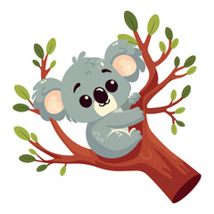 koala on tree brunch isolated on transparent background
