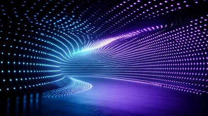 Fototapeta premium Vibrant LED Light Tunnel with Flowing Lights and Colorful Patterns for Digital Art and Background Use